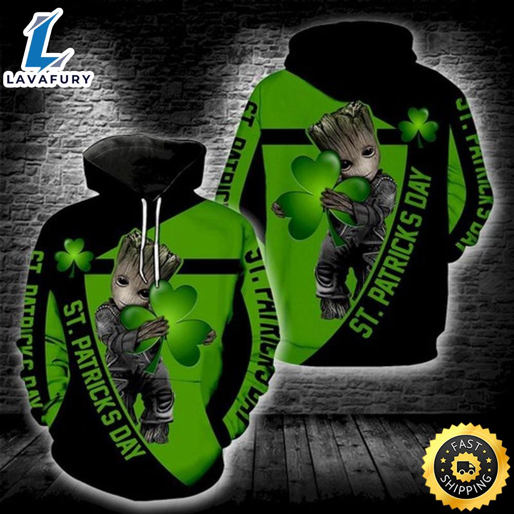 Irish Saint Patricks Day Baby Groot Color Full 3d Hoodie