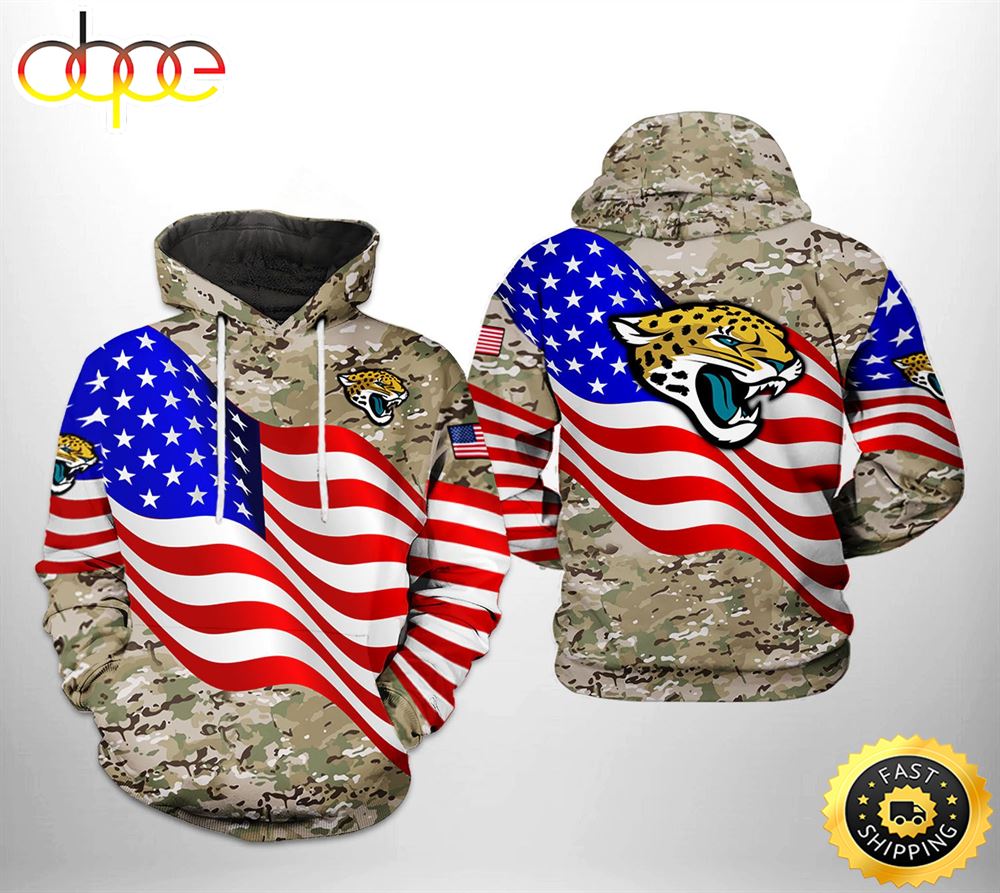 Jacksonville Jaguars NFL US Flag Camo Veteran Team 3D Printed HoodieZipper Hoodie