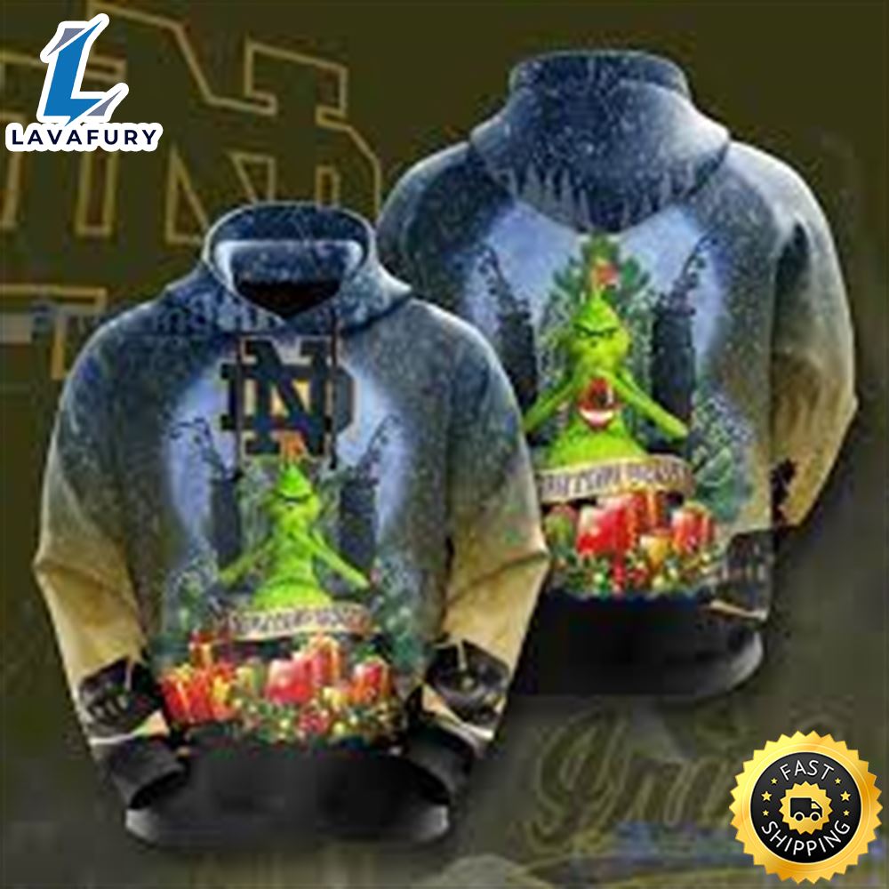 Notre Dame Fighting Irish Grinch Chirstmas Gift 3d Hoodie