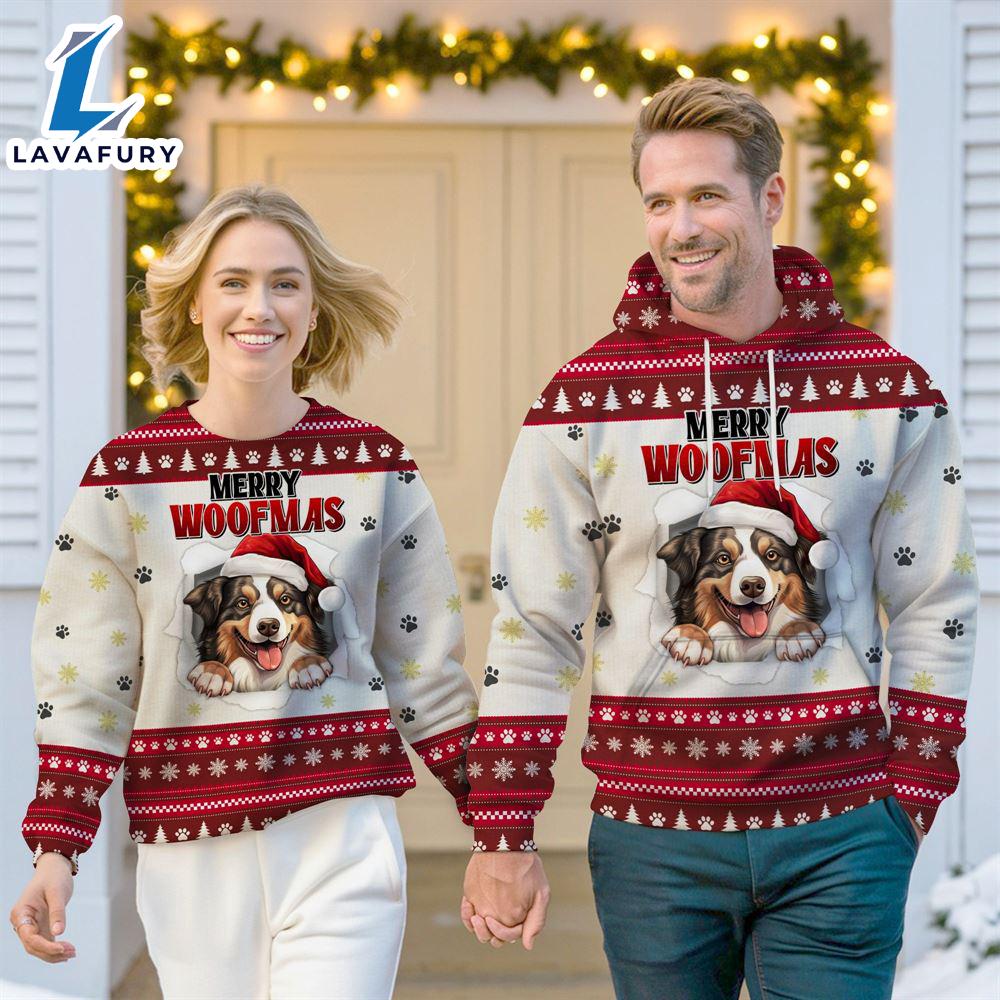 Australian Shepherd Dog Merry Woofmas Christmas Sweatshirt & Hoodie Gift Christmas