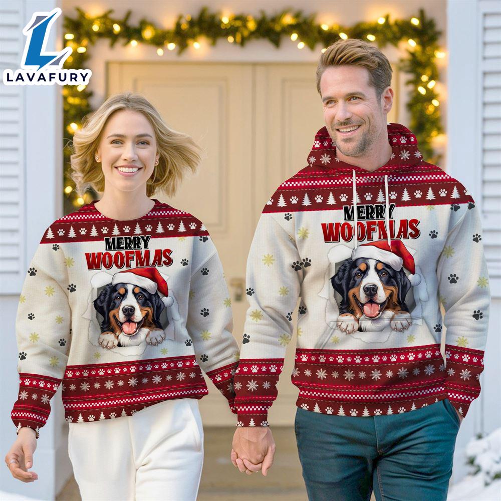 Bernese Mountain Dog Merry Woofmas Christmas Sweatshirt & Hoodie Gift Christmas