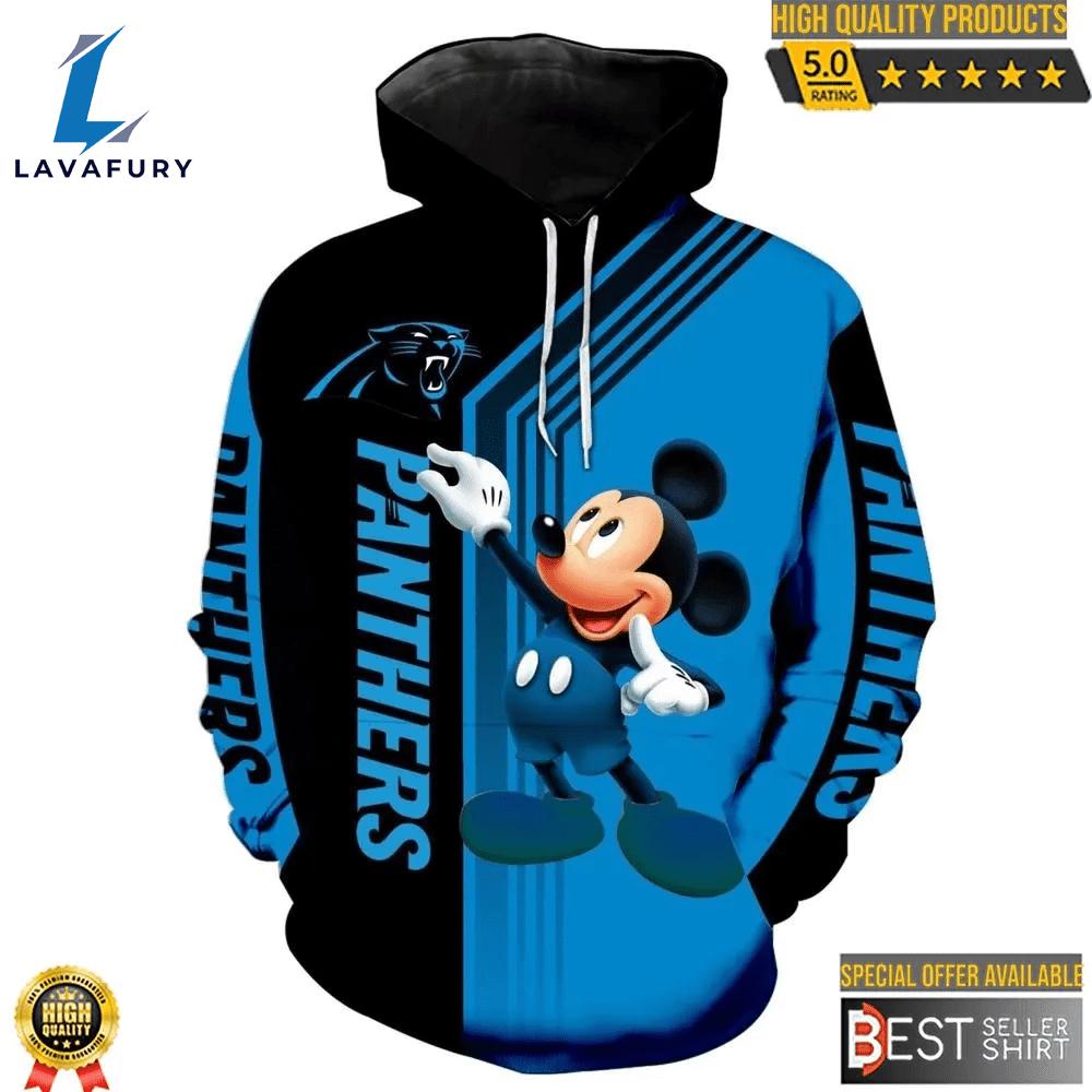 Carolina Panthers Football Mickey Mouse 3D Hoodie - Gift for Mickey Fans
