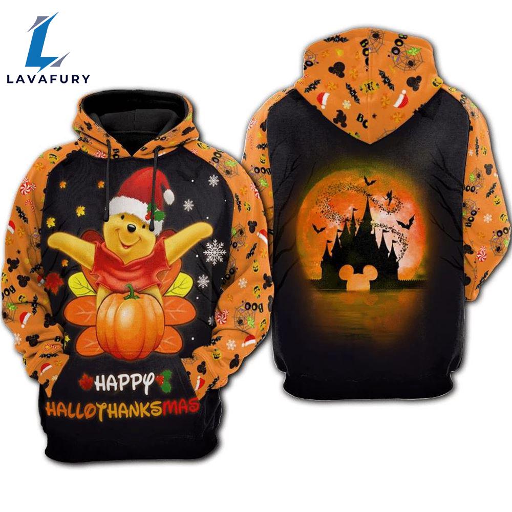 Cartoon Character Hallothanksmas Winnie The Pooh Personalized Custom Name Hoodie