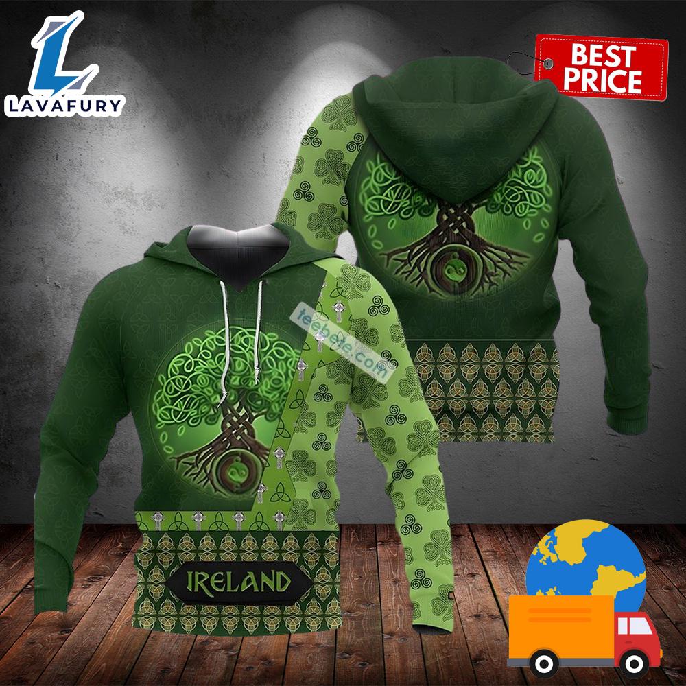 Celtic Tree Of Life St Patrick Day Green 3D Hoodie For Men 2025