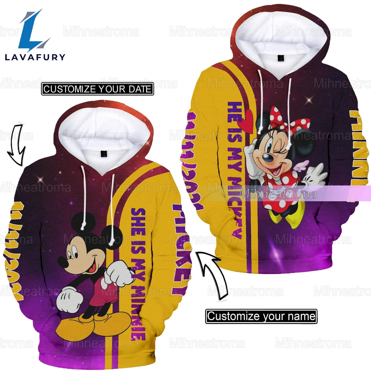 Custom Mickey And Minnie Couple Hoodie, Mickey Matching Hoodie