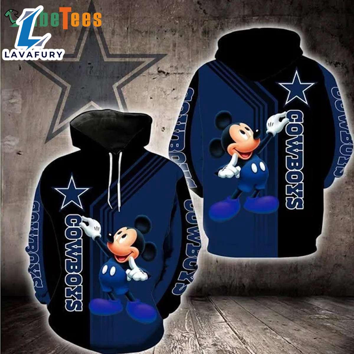 Disney Mickey Dallas Cowboys 3D Hoodie Perfect Gifts For Your Loved Ones