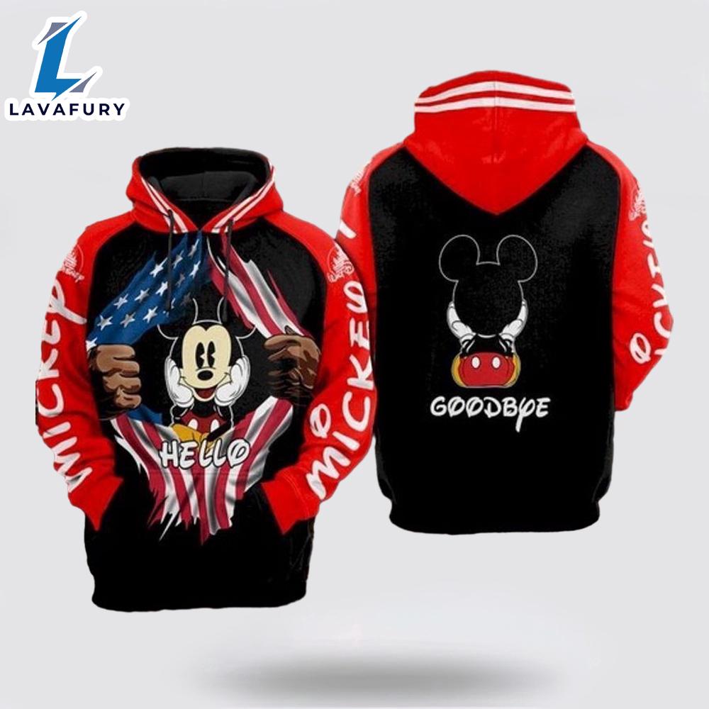 Disney Mickey Mouse Hello Goobye 3D Hoodie - Mickey 3D Shirts Gift