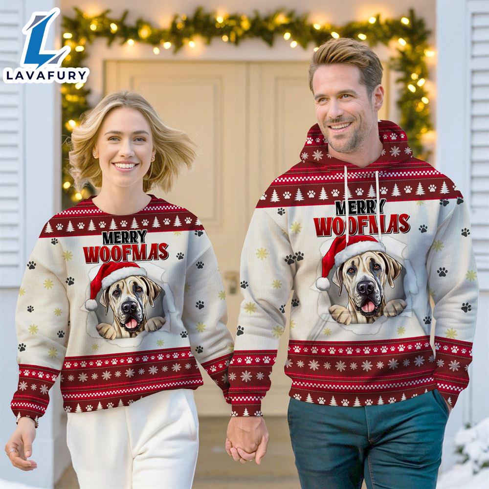 Great Dane Dog Merry Woofmas Christmas Sweatshirt & Hoodie Gift Christmas