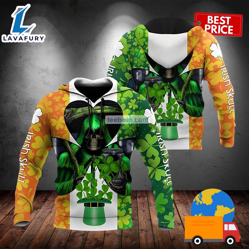 Happy St Patricks Day With Death Green 3D Hoodie Jacket 2025