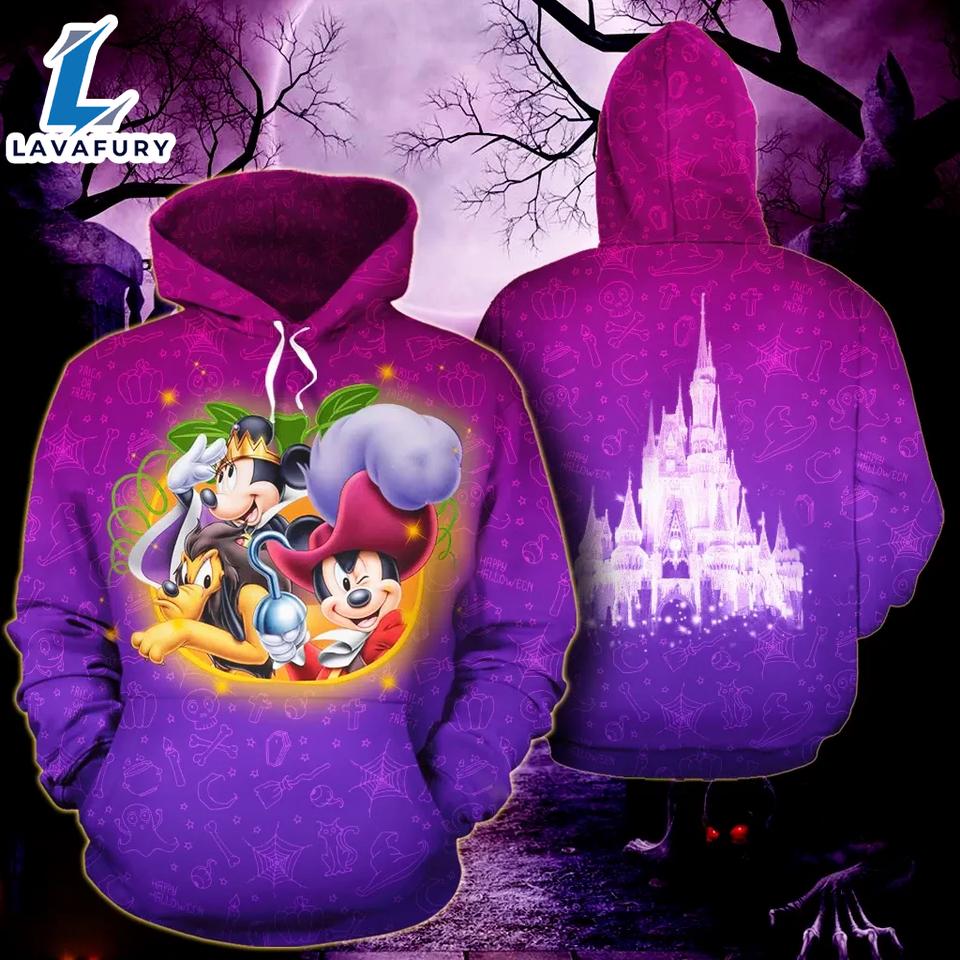 Mickey Minnie Pluto Magical Castle Merry Christmas Hoodie 3D Printed - Shirts Gift for Mickey Lovers