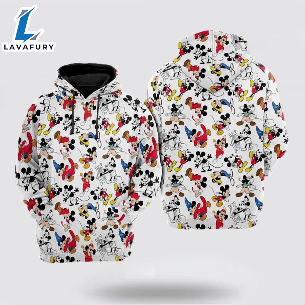 Mickey Mouse Disney Pattern Over Print 3D Hoodie - Mickey 3D Shirts Gift