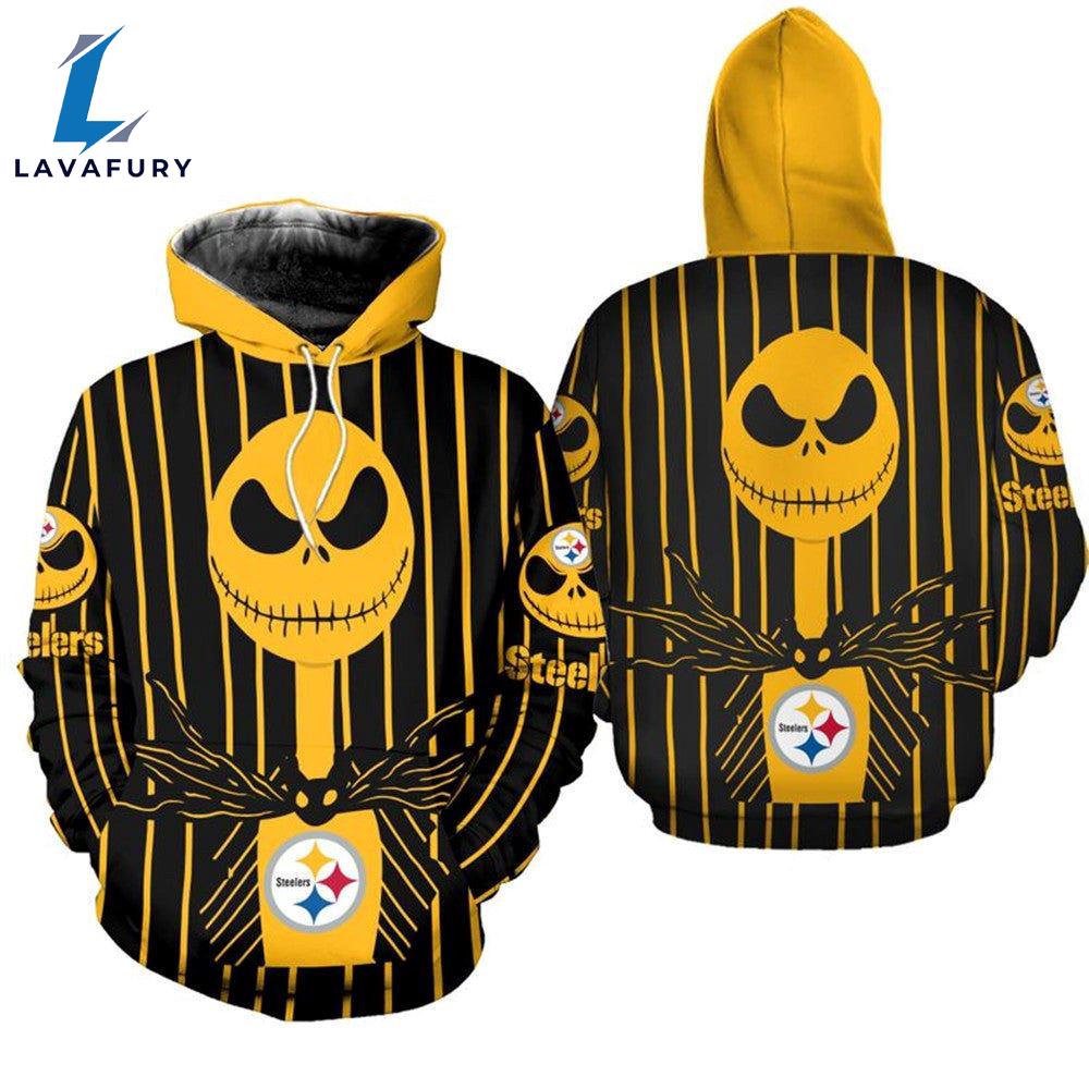 Pittsburgh Steelers Halloween Yellow With Jack Skellington Super Bowl - Jack Skellington Hoodie
